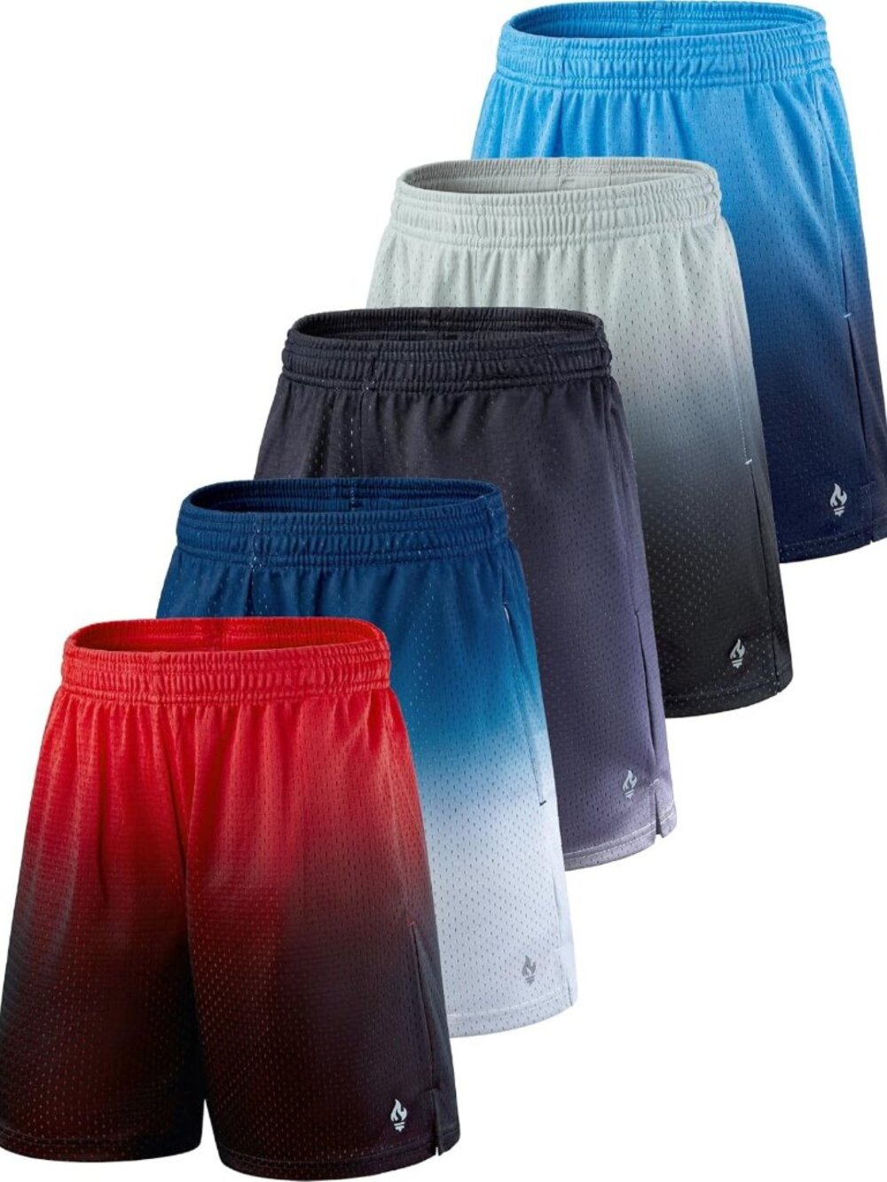 Liberty Pro 5 Pack Youth Boys Athletic Mesh Basketball Shorts